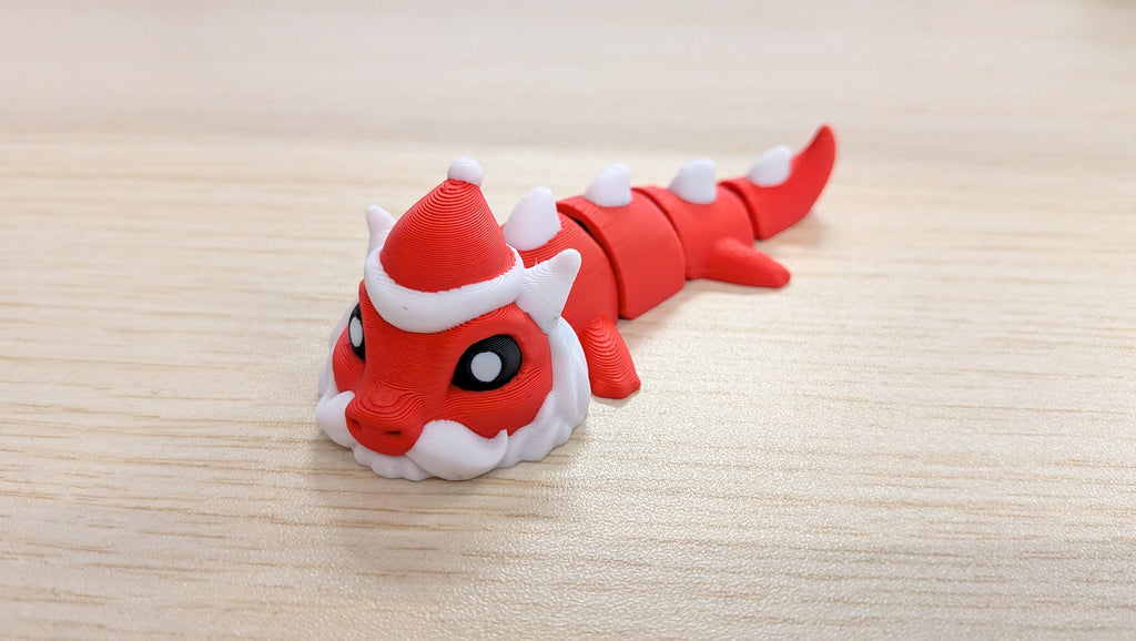 Cute Santa Articulated Flexi Dragon